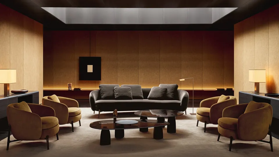 Poliform Orbis, curved seating that encloses